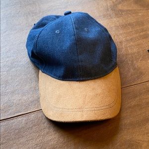 Denim Hat with a tan suede bill
